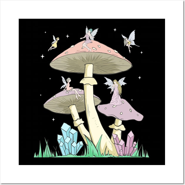 Fairycore Aesthetic Fairy Grunge Mushroom Fairies Wall Art by Alex21